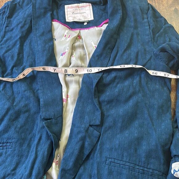 Anthropologie x Cartonnier blue llama lined blazer jacket XS summer weight - Picture 8 of 9